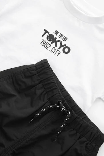 |Boy|  Conjunto de calças cargo e camiseta preta com vários bolsos (3 meses a 7 anos)