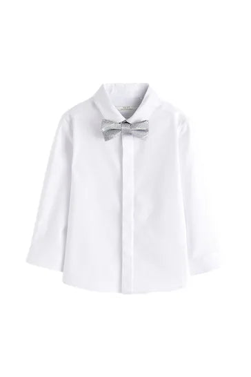 |BabyBoy| Conjunto De Camisa Manga Comprida e Gravata Borboleta - White (3 meses a 12 anos)