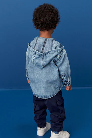 |Boy| Barraco Com Capuz Jeans Azul (3 meses a 7 anos)