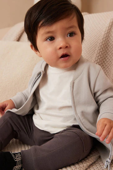|BabyBoy| Conjunto Monocromático De Jaqueta, camiseta e Jogging Para Bebê de 3 peças
