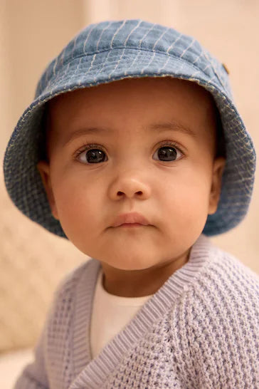 |BabyBoy| Chapéu Balde Para Bebê Com istras Jeans Azuis (0 meses a 2 anos)