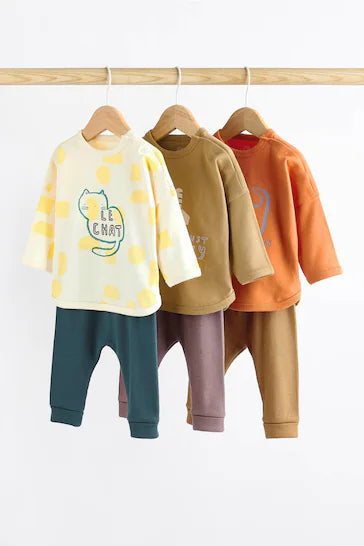 |BabyBoy| Conjunto De Camisetas e Leggings Para Bebê, Pacote Com 6 - Bright Animal