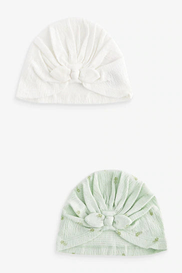 |BabyGirl| Pacote Com 2 Chapéus De Turbante Oara Bebê Verde Sálvia (0-18 Meses)