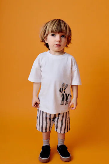 |Boy| Conjunto De Camiseta e Shorts De Personagens - Black/White (3 meses a 7 anos)