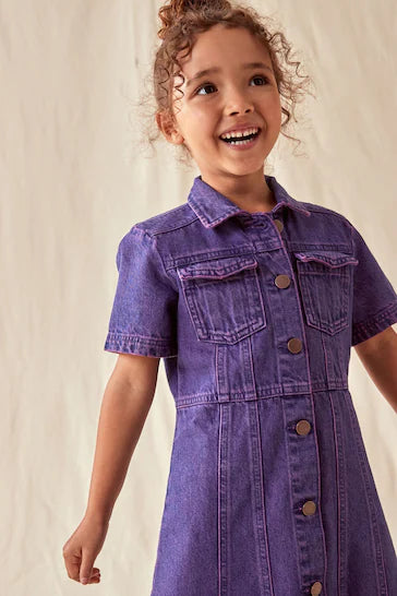 |Girl| Vestido Jeans Justo - Purple Overdye (3-16 anos)