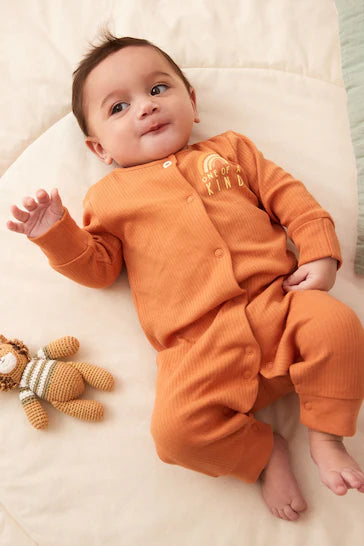 |BabyBoy| Conjunto De 3 Pijamas Para Bebê Sem Pés, Marrom Ferrugem/Laranja (0 meses a 3 anos)