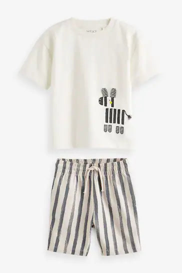 |Boy| Conjunto De Camiseta e Shorts De Personagens - Black/White (3 meses a 7 anos)