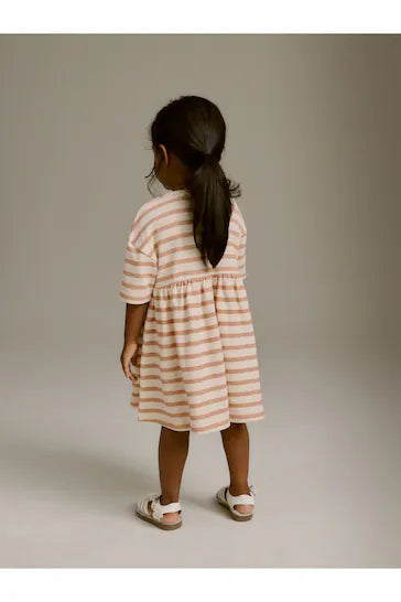 |Girl| Vestido Jersey Texturizado - Listrado (3 meses a 7 anos)