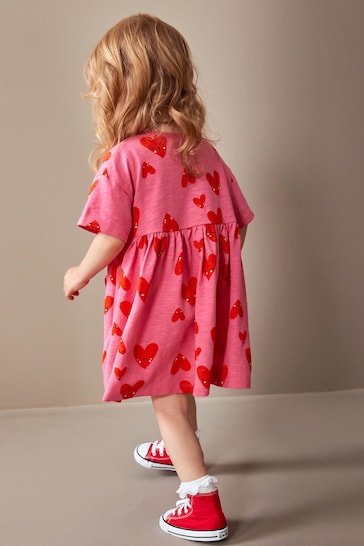 |Girl| Vestido De Manga Curta Em Jersey - Pink (3 meses a 7 anos)