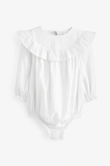 |BabyGirl| Macaquinho Bloomer para bebê - Ecru/White Broderie (0 meses a 3 anos)