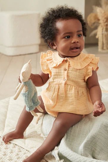 |BabyGirl| Conjunto de camisa e calcinha para bebê - Yellow Woven (0 meses a 3 anos)