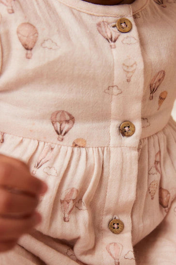 |BabyGirl| Macacão De Bebê Tecido Balão De Ar Quente Bege/Rosa (0 meses a 3 anos)