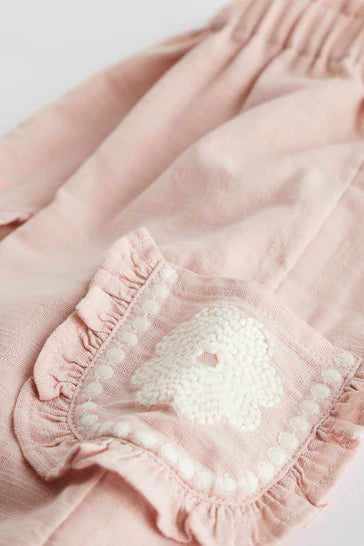 |BabyGirl| Conjunto De Blusa E Calças Rosa/Branco Para Bebê (0 Meses - 2 Anos)