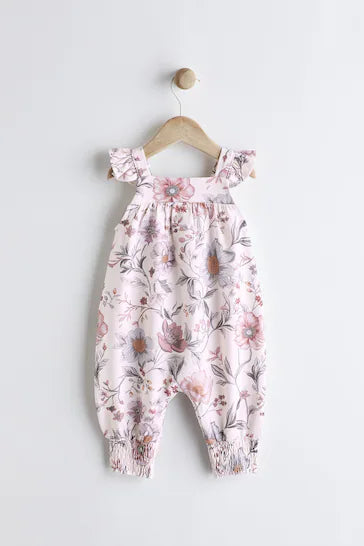 |BabyGirl| Macacão Floral Rosa/Roxo Para Bebê (0 Meses - 3 Anos)