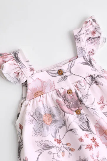 |BabyGirl| Macacão Floral Rosa/Roxo Para Bebê (0 Meses - 3 Anos)