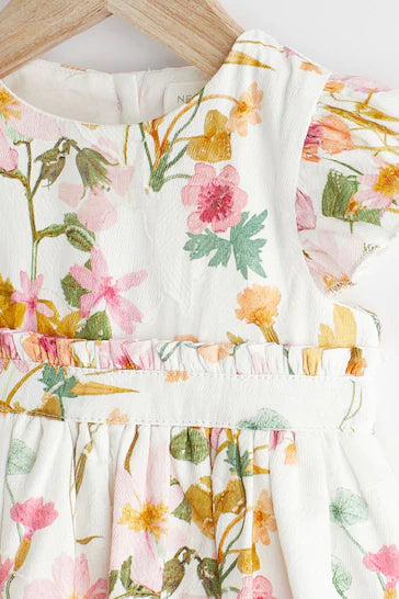 |BabyGirl| Vestido de baile floral rosa/branco para bebê (0 meses - 2 anos)