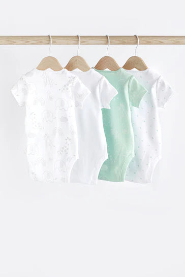 |BabyGirl| Conjunto De 4 Pijamas Brancos De Manga Comprida Para Bebê