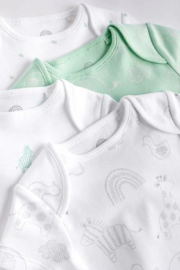 |BabyGirl| Conjunto De 4 Pijamas Brancos De Manga Comprida Para Bebê