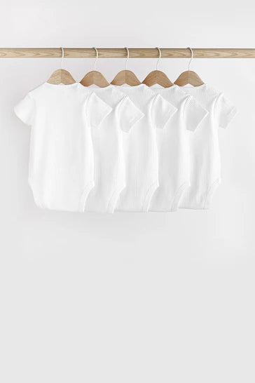 |Niña| Set de 5 Chalecos Bebé Con Canalé Blanco - Blanco