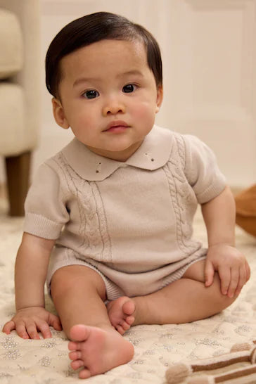 |BabyBoy| Conjunto De Blusa e Bloomer Para Bebê Em Malha Neutra (0 meses a 2 anos)