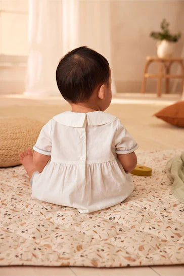 |BabyBoy| Conjunto De Shorts E Blusa Inteligente Cinza/Branco Para Bebê (0 meses a 2 anos)