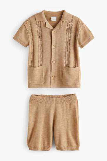 |Bebé| Conjunto de camiseta y shorts de punto para bebé - Neutro (0m-2 años)