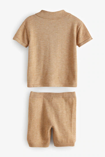 |BabyBoy| Conjunto De Camisa E Shorts De Malha Para Bebê - Neutro (0m-2 anos)