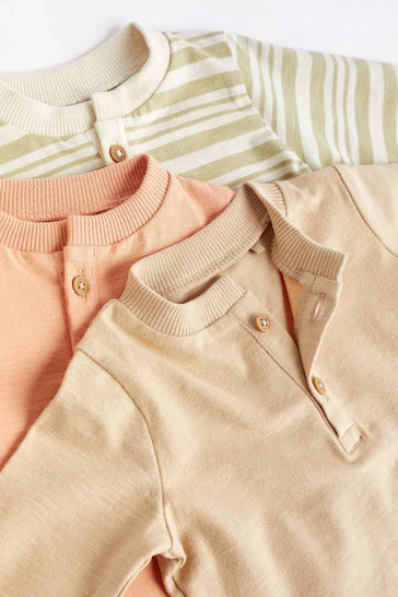 |BabyBoy| Conjunto De Camisetas e Leggings Para Bebê, Pacote Com 6 - Orange/Sage Green Stripe
