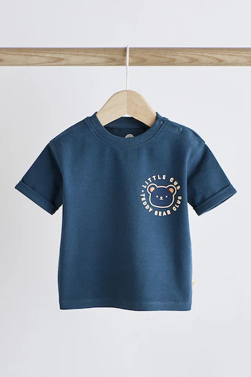 |BabyBoy| Camisetas de manga curta para bebê, pacote com 4 - Marrom Marinho