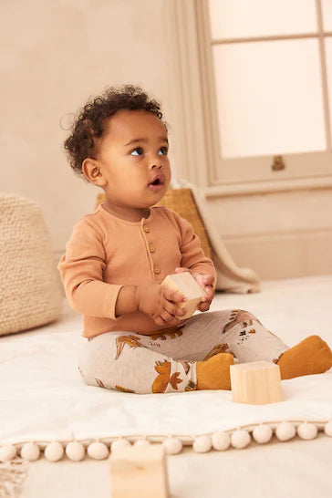 |BabyBoy| Conjunto De 2 Peças De Body e Leggings Laranja Para Bebê