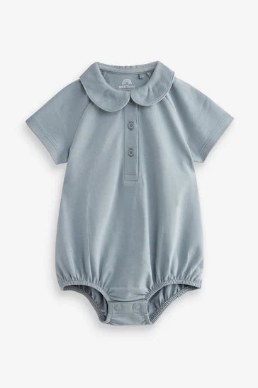 |BabyBoy| Conjunto De 2 Macacões De Jersey Com Gola De Bebê Azul