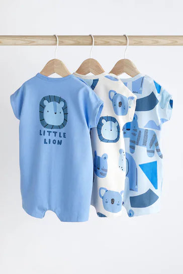|Boy| Pacote De 3 Macacões De Jersey Para Bebê - Personagem Azul