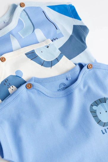 |Boy| Pacote De 3 Macacões De Jersey Para Bebê - Personagem Azul