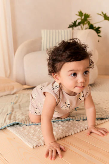 |BabyGirl| Macaquinho De Jersey Para Bebê - Chita Neutra