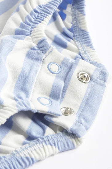 |BabyBoy| Macacão De Jersey Bloomer Azul Claro Para Bebê, Pacote Com 4