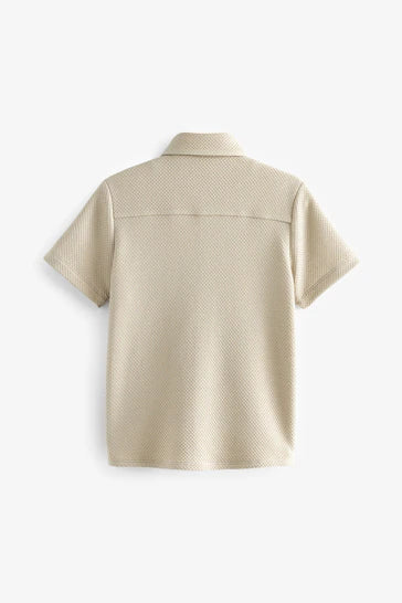 |Boy| Camisa De Jersey Texturizada - Stone Natural (3-16 anos)