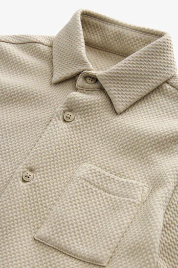 |Boy| Camisa De Jersey Texturizada - Stone Natural (3-16 anos)