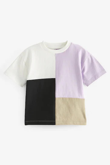 |Boy| Camiseta Colorblock De Manga Curta - Black/Lilac Purple (3 meses a 7 anos)