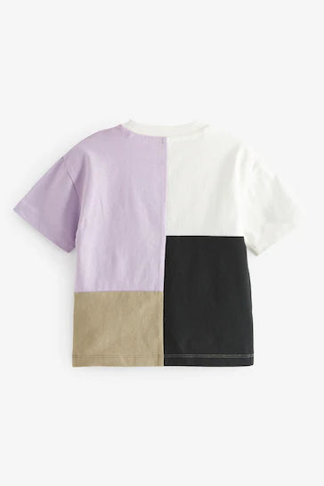 |Boy| Camiseta Colorblock De Manga Curta - Black/Lilac Purple (3 meses a 7 anos)