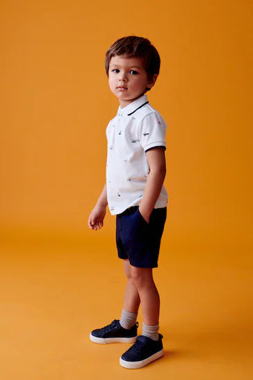 |Boy| Conjunto De Camisa Pólo e Shorts Estampados (3 meses a 7 anos)