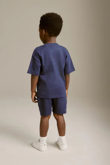 |Boy| Conjunto De Camiseta e Shorts Colourblock De Manga Curta - Blue (3 meses a 7 anos)
