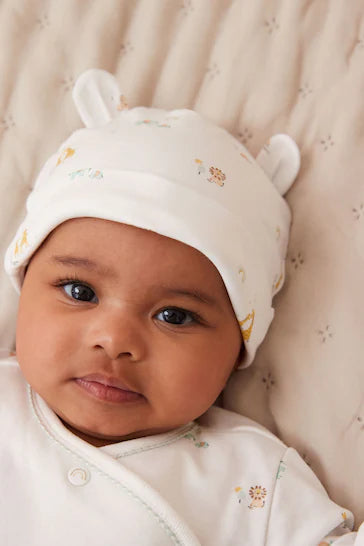 |BabyBoy| Conjunto De 2 Peças De Pijama e Chapéu Para Bebê Branco Nascido Em 2024 (0-9 meses)