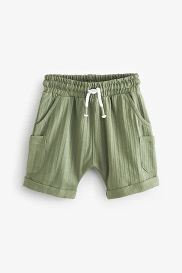 |Boy| Shorts De Jersey Com Textura Leve Verde Cáqui (3 meses a 7 anos)