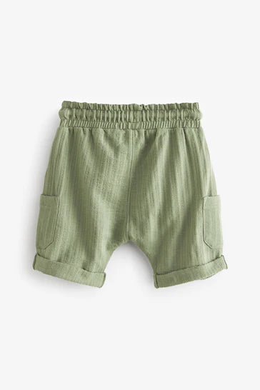 |Boy| Shorts De Jersey Com Textura Leve Verde Cáqui (3 meses a 7 anos)