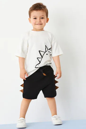 |Boy| Conjunto De 2 Camisetas e Shorts - Preto/Castanho (3 meses a 7 anos)