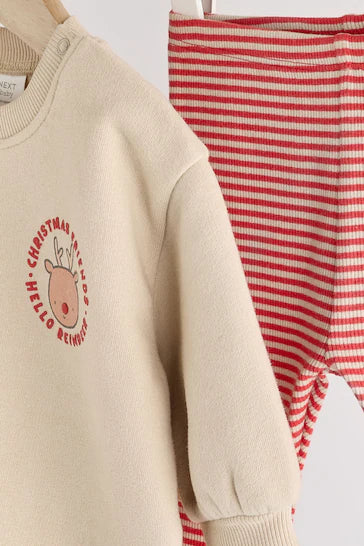 |Niña| Conjunto de leggings y sudadera para bebé Neutral Christmas (0 meses a 2 años)