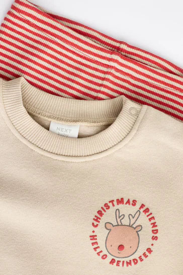 |Niña| Conjunto de leggings y sudadera para bebé Neutral Christmas (0 meses a 2 años)