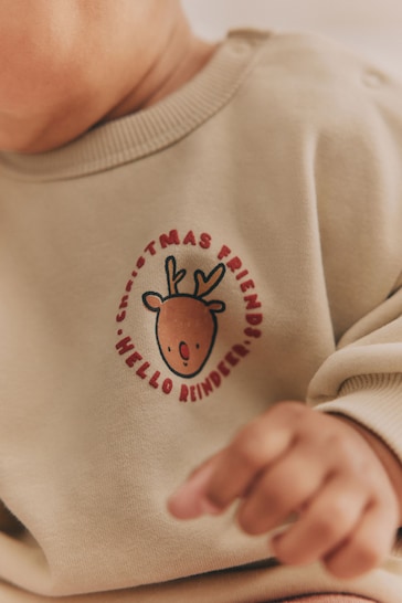 |Niña| Conjunto de leggings y sudadera para bebé Neutral Christmas (0 meses a 2 años)