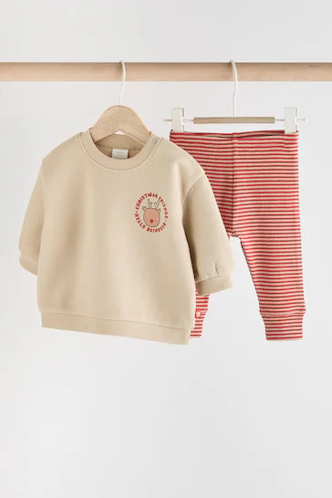 |Niña| Conjunto de leggings y sudadera para bebé Neutral Christmas (0 meses a 2 años)