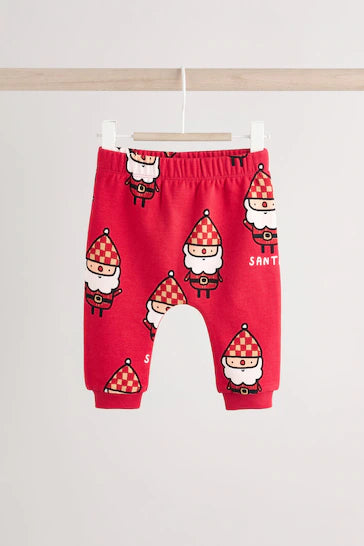 |Niña| Conjunto de jogging y sudadera acogedor para bebé navideño - Rojo Papá Noel (0 meses a 2 años)